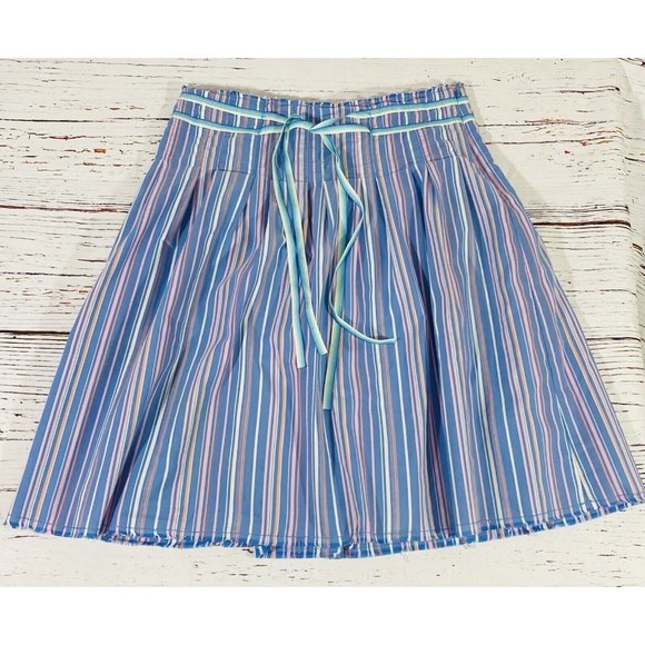 Old Navy Skirt Womans Sz 2 Stripes Side Zip A Line Multicolor Fully Lined Ribbon - Picture 1 of 9